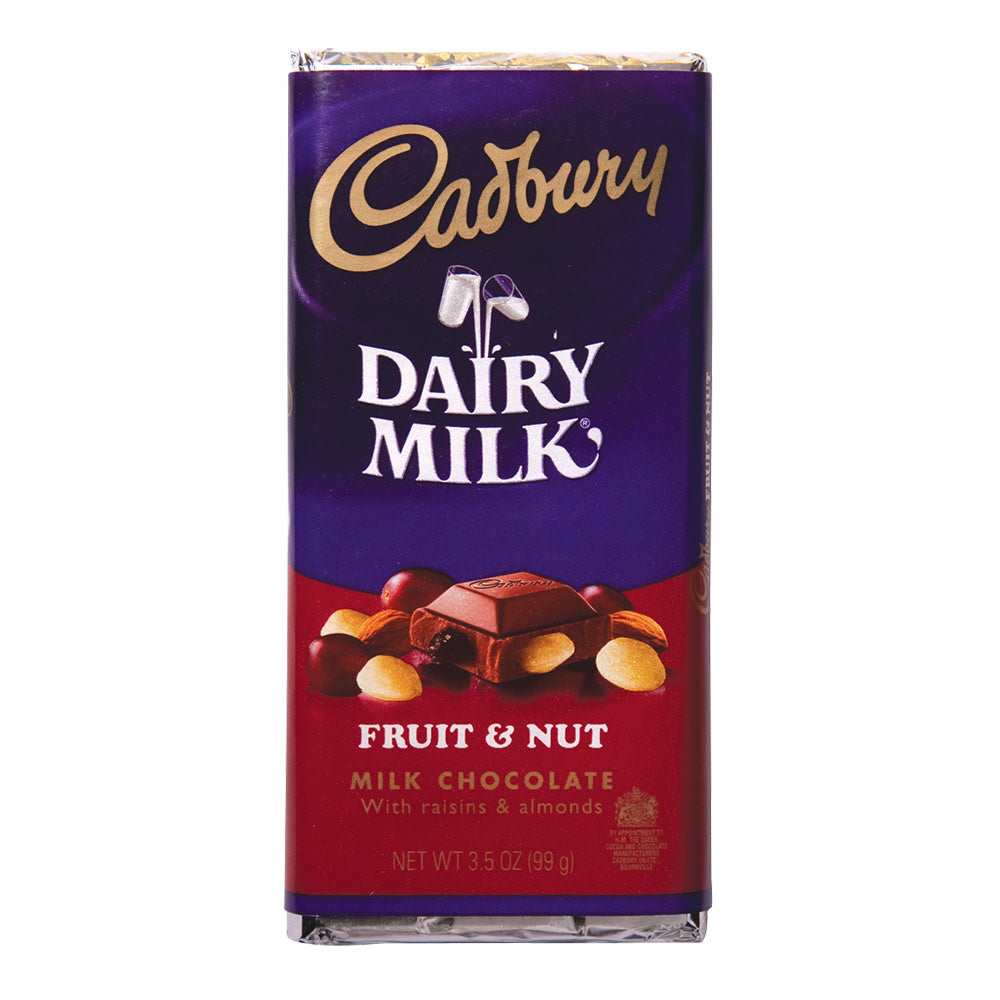 Cadbury Fruit And Nut Milk Chocolate 3.5 Oz Bar