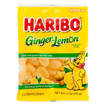 Wholesale Haribo Ginger Lemon Gummi Candy 4 Oz Peg Bag- Bulk