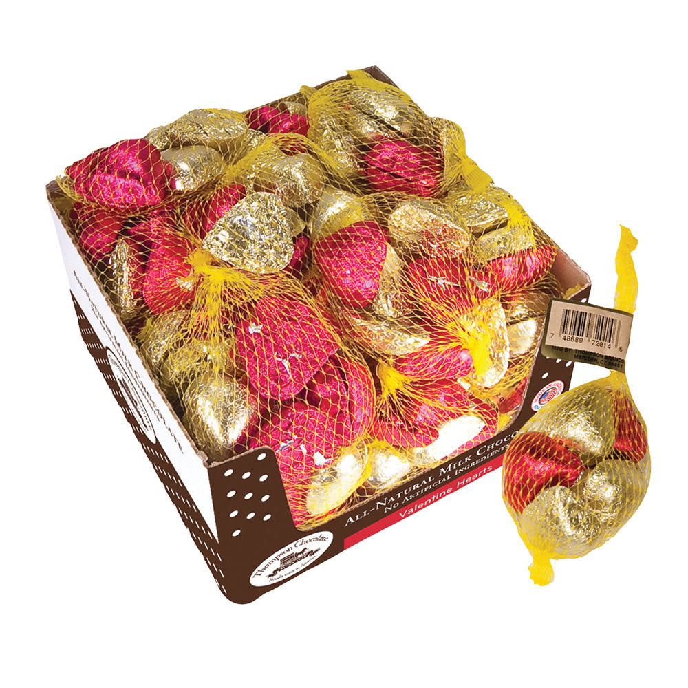 Thompson Foiled Red And Gold Milk Chocolate Hearts 1.5 Oz Bag