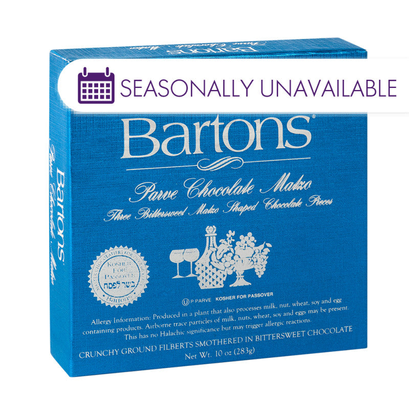 Wholesale Bartons Kosher For Passover Dark Chocolate Hazelnut Matzo 10 Oz Box Bulk