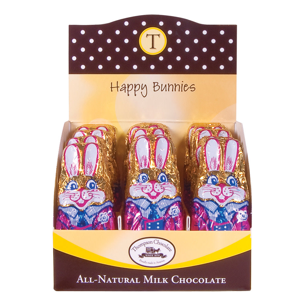 Wholesale Thompson Milk Chocolate Foiled Happy Bunnies 1 Oz-48ct Case Bulk