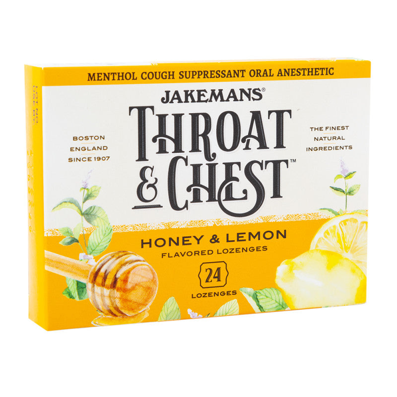 Wholesale Jakemans Throat & Chest Honey Lemon Cough Drops 24 Pc 3 Oz Box Bulk