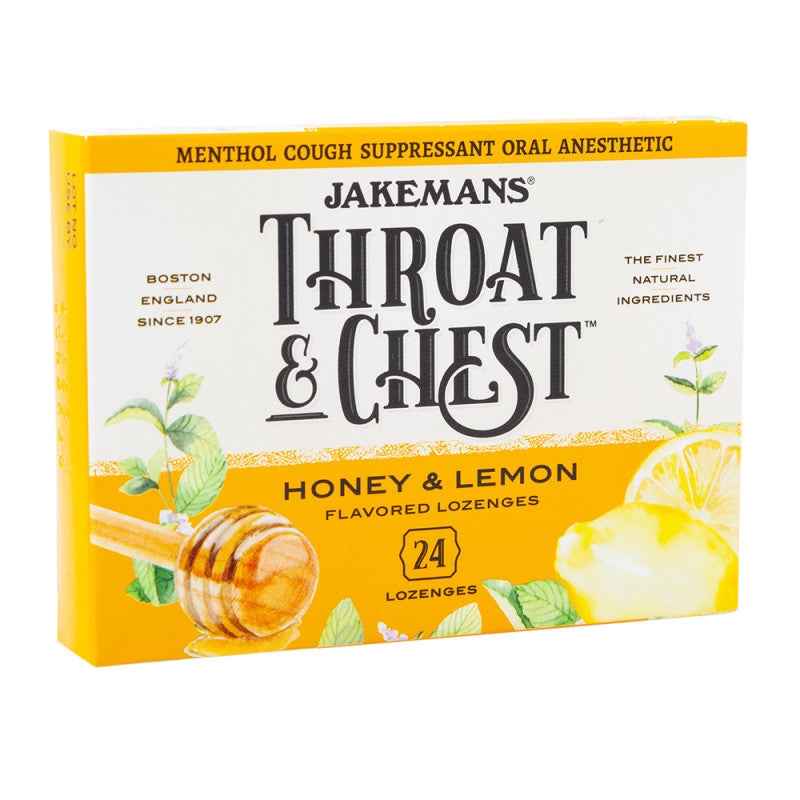 Wholesale Jakemans Throat & Chest Honey Lemon Cough Drops 24 Pc 3 Oz Box- Bulk