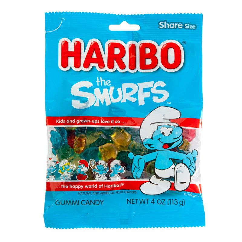 Wholesale Haribo The Smurfs Gummi Candy 4 Oz Peg Bag- Bulk