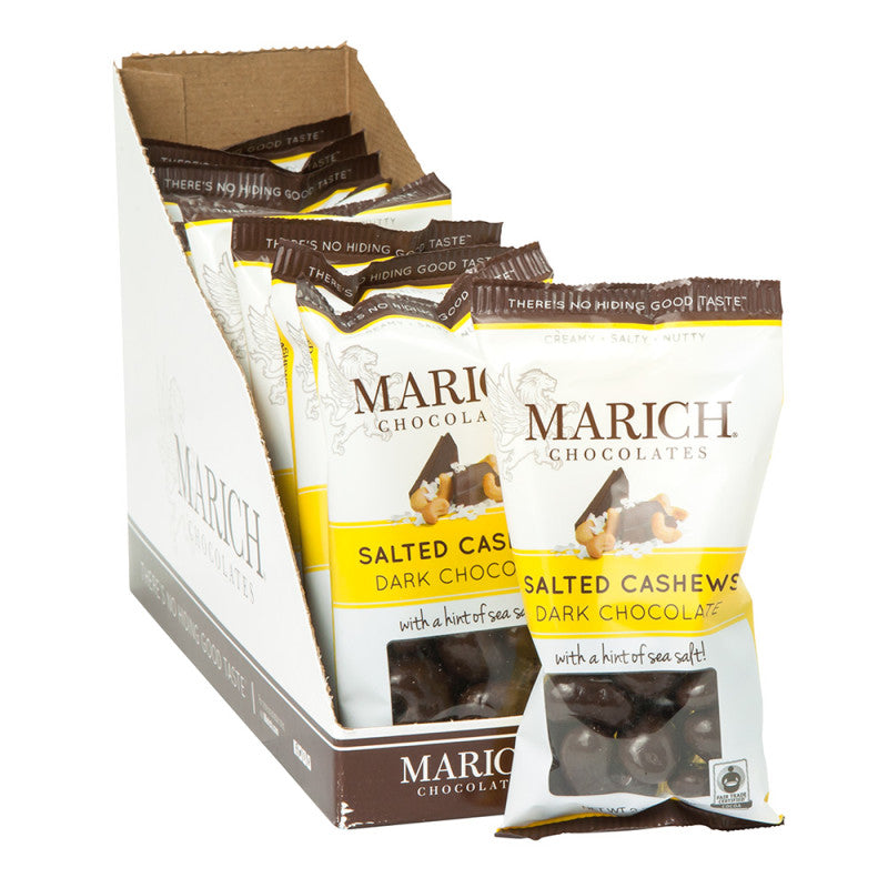 Wholesale Marich Dark Chocolate Sea Salt Cashews 2.3 Oz Bulk