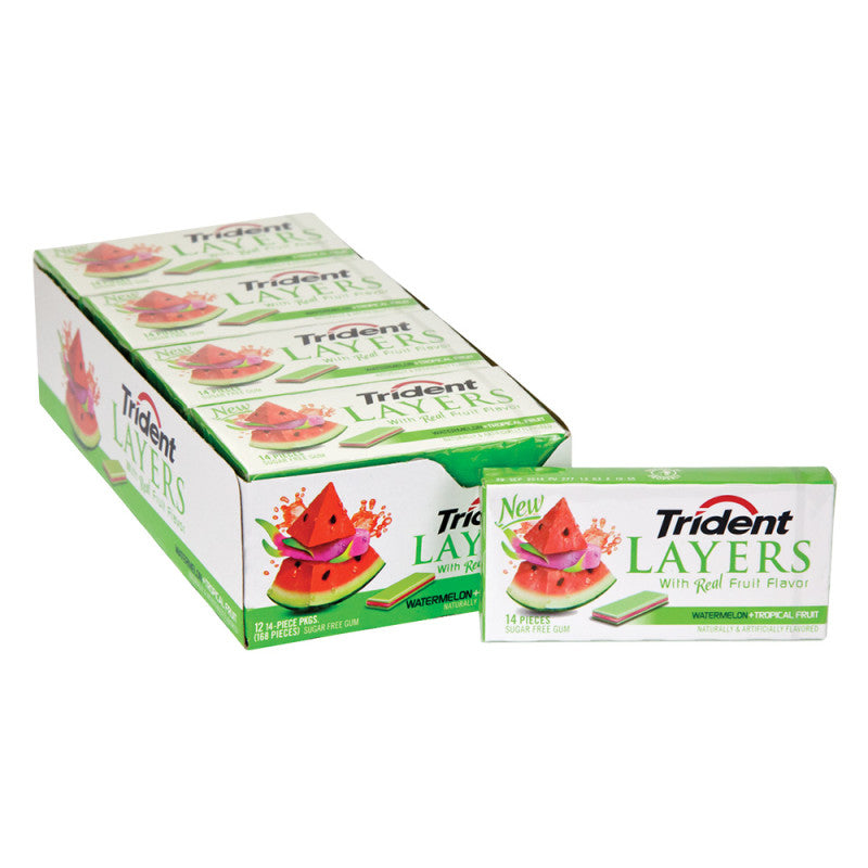 Wholesale Trident Layers Watermelon Tropical Fruit Gum Bulk