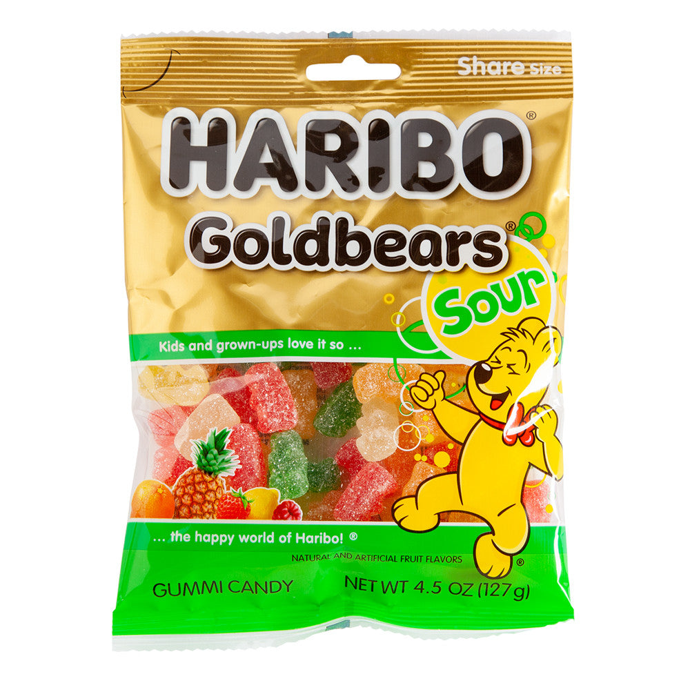 Wholesale Haribo Gold Bears Sour Gummi Candy 4.5 Oz Peg Bag Bulk