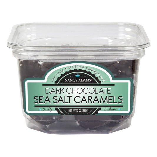 Wholesale Nancy Adams Dark Chocolate Sea Salt Caramels 10 Oz Tub- Bulk