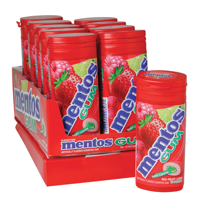 Wholesale Mentos Gum Sugar Free Red Fruit And Lime 1.06 Oz- Bulk