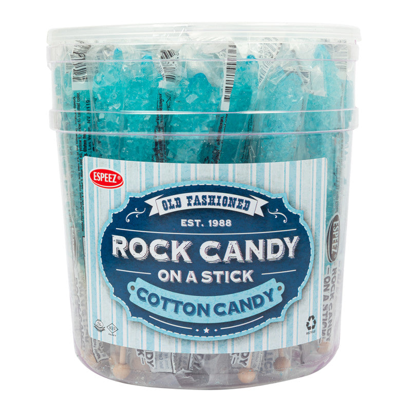 Wholesale Espeez Rock Candy Light Blue Cotton Candy Sticks Tub 0.8 Oz Bulk