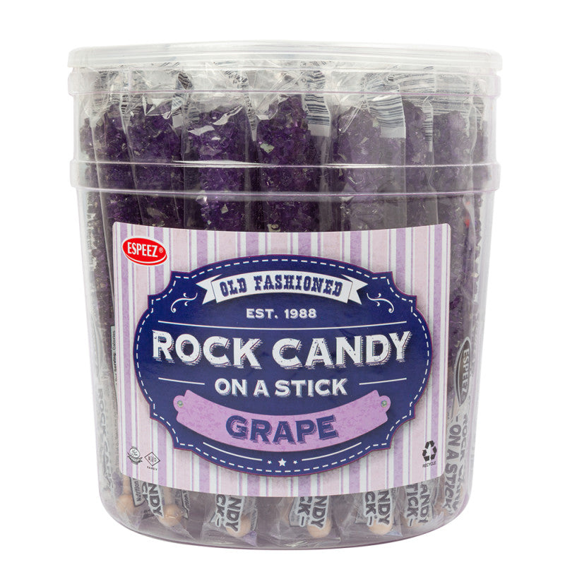 Wholesale Espeez Rock Candy Purple Grape Sticks Tub 0.8 Oz Bulk