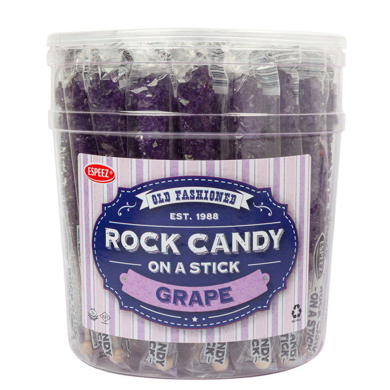 Wholesale Espeez Rock Candy Purple Grape Sticks Tub 0.8 Oz- Bulk