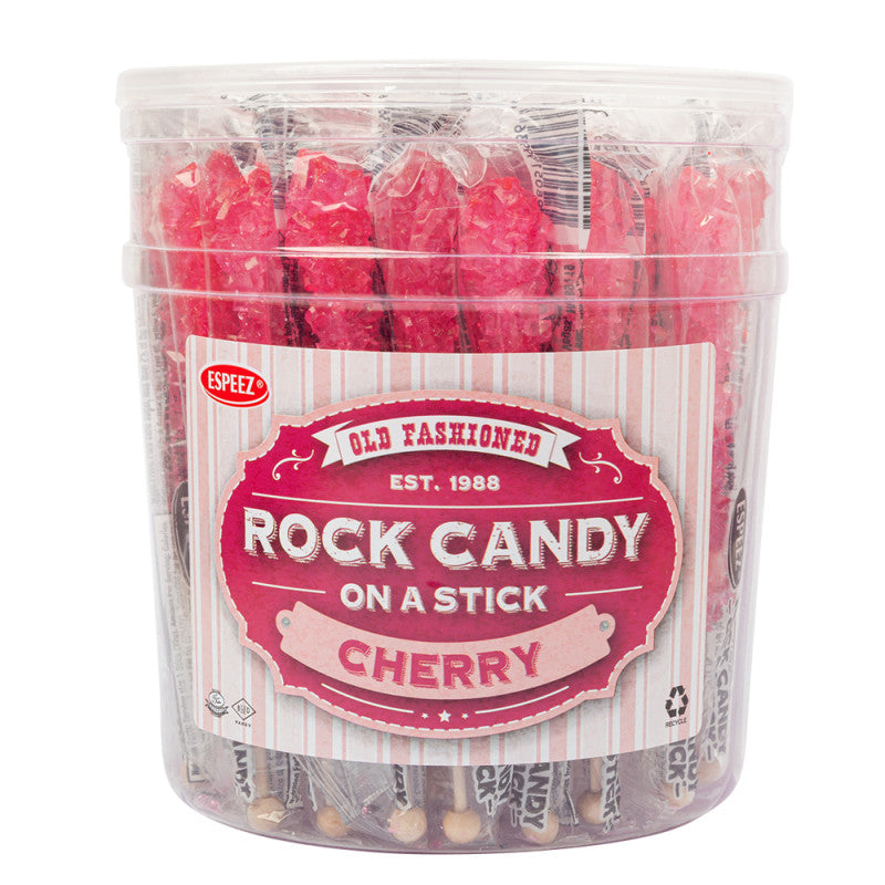 Wholesale Espeez Rock Candy Pink Cherry Sticks Tub 0.8 Oz Bulk