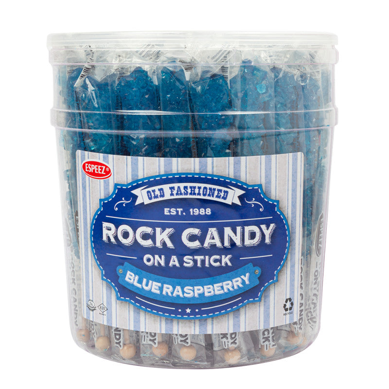 Wholesale Espeez Rock Candy Blue Raspberry Sticks Tub 0.8 Oz- Bulk