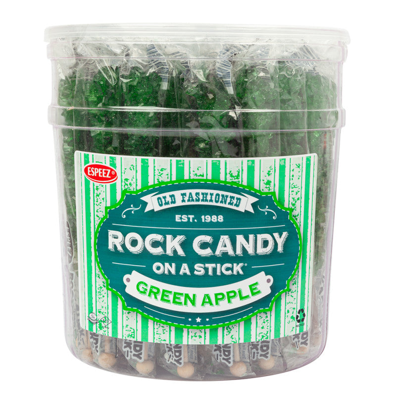 Wholesale Espeez Rock Candy Green Apple Sticks Tub 0.8 Oz Bulk