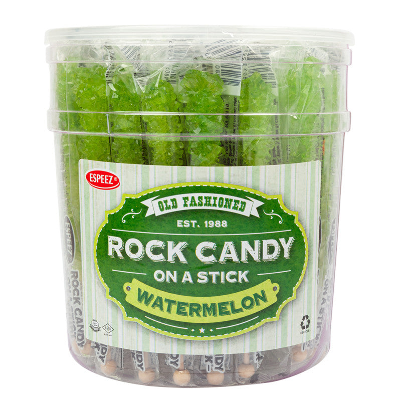 Wholesale Espeez Rock Candy Light Green Watermelon Sticks Tub 0.8 Oz Bulk
