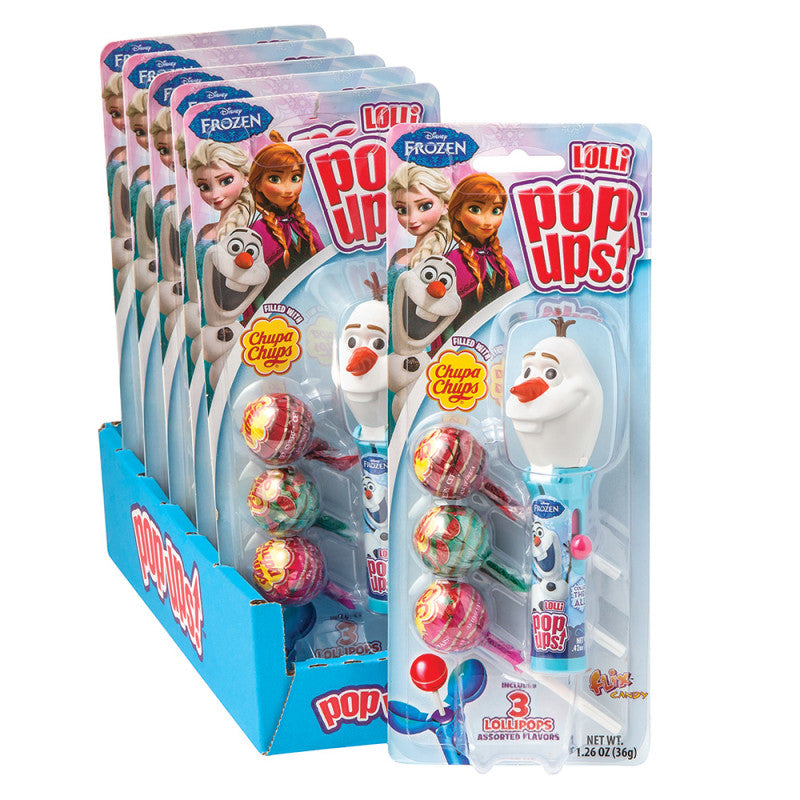 Wholesale Pop Ups Frozen Olaf Lollipop 1.26 Oz Blister Pack Bulk