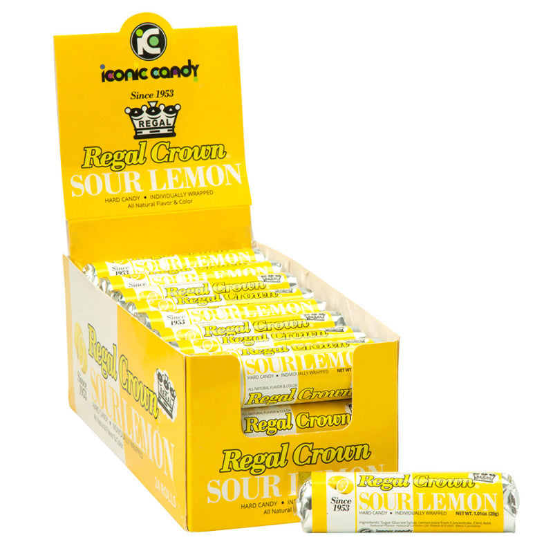 Wholesale Regal Crown Sour Lemon Hard Candy 7 Pc 1.01 Oz Roll- Bulk