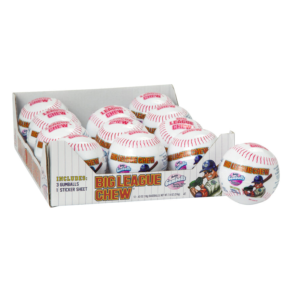 Big League Chew Plastic Baseball With Gumballs And Stickers