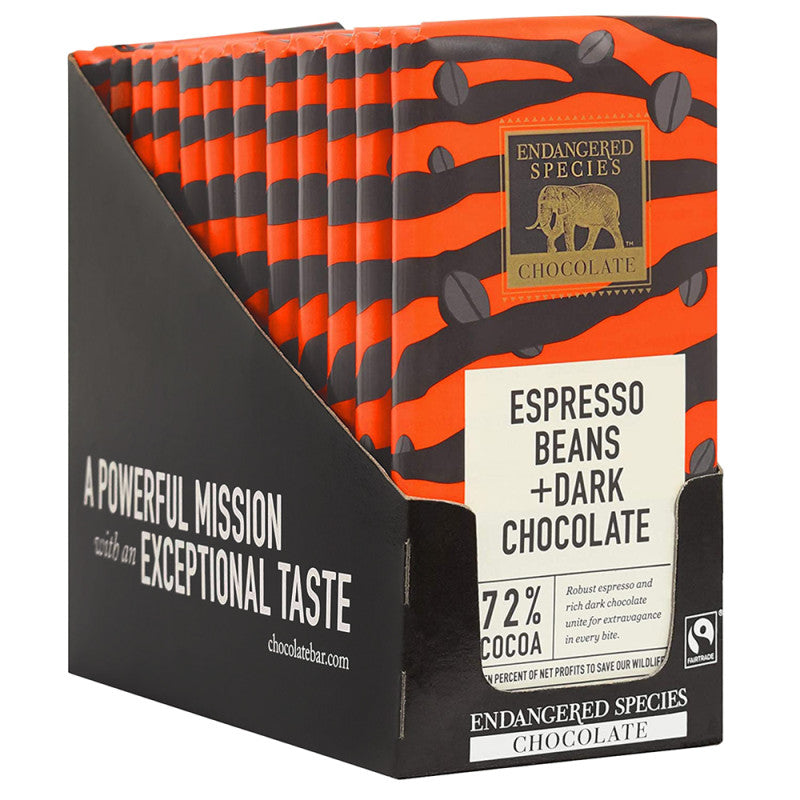 Wholesale Endangered Species Dark Chocolate Espresso 3 Oz Bar Bulk