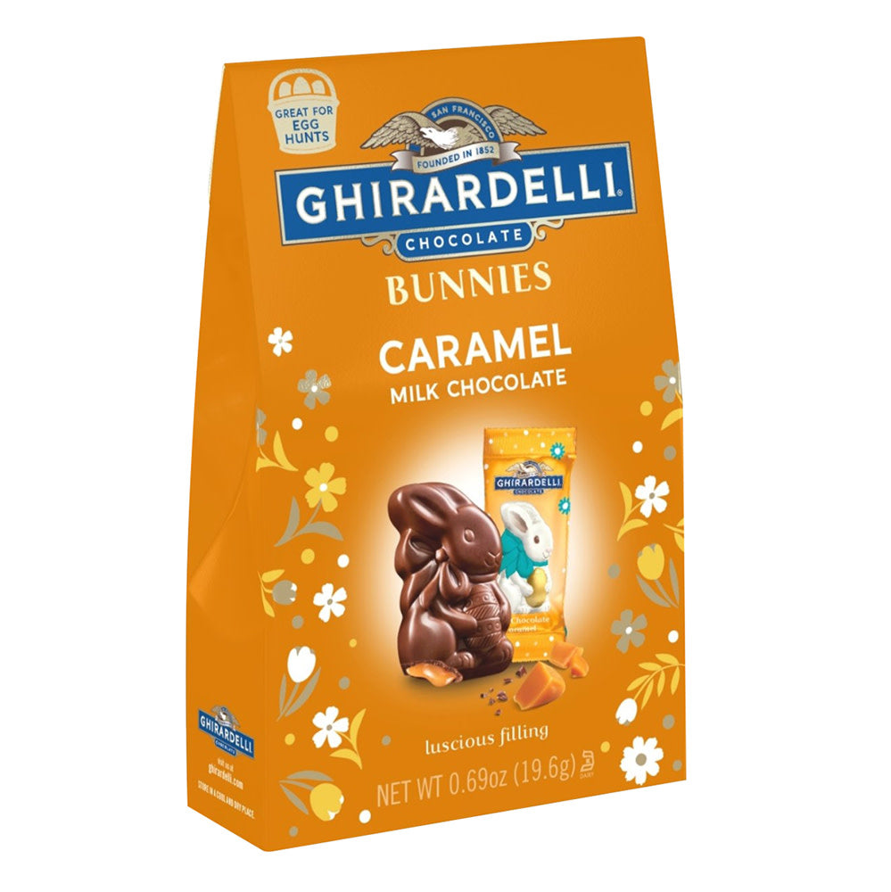 Wholesale Ghirardelli Milk Chocolate Caramel Bunny 0.69 Oz Bag-24ct Case Bulk