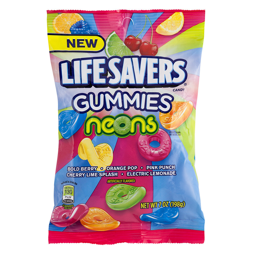 Lifesavers Neons Gummies 7 Oz Peg Bag