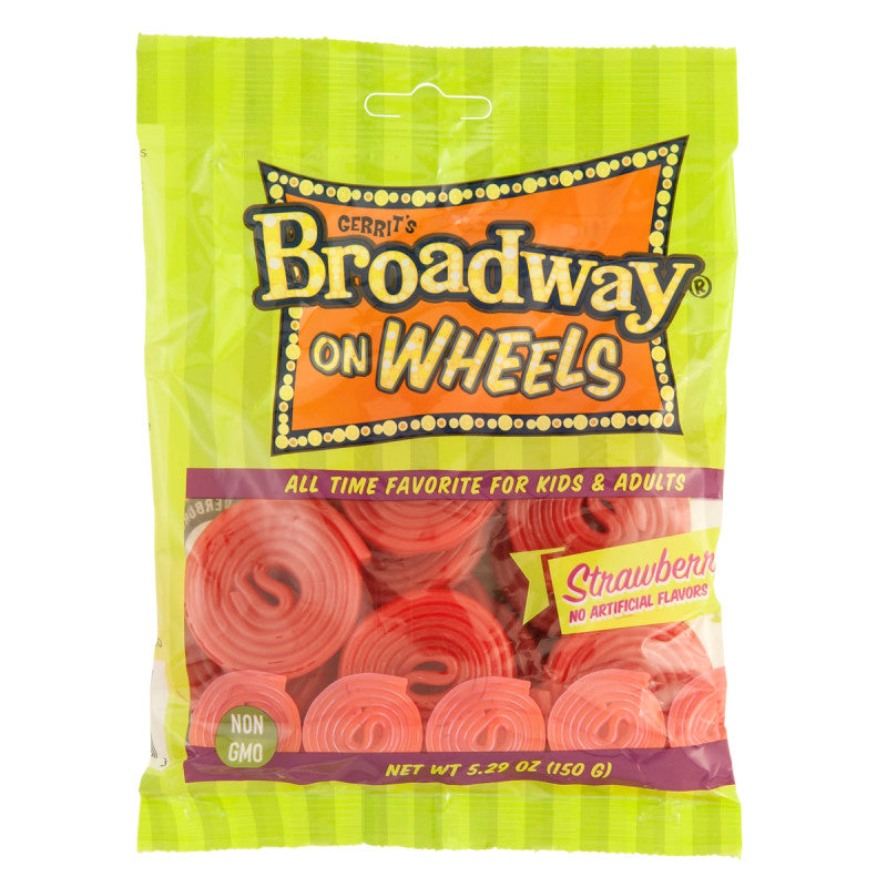 Wholesale Gerrit's Broadway On Wheels Strawberry Licorice 5.29 Oz Peg Bag Bulk