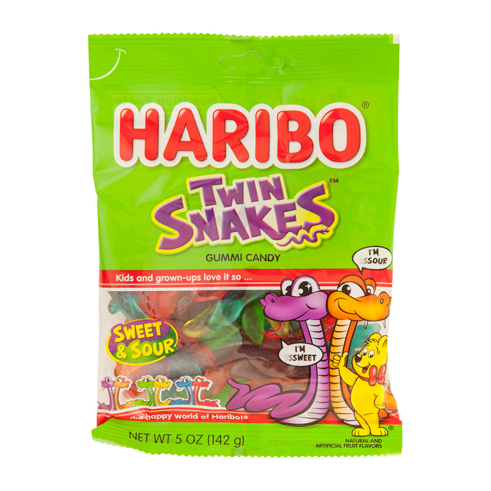 Haribo Twin Snakes Gummi Candy 5 Oz Peg Bag