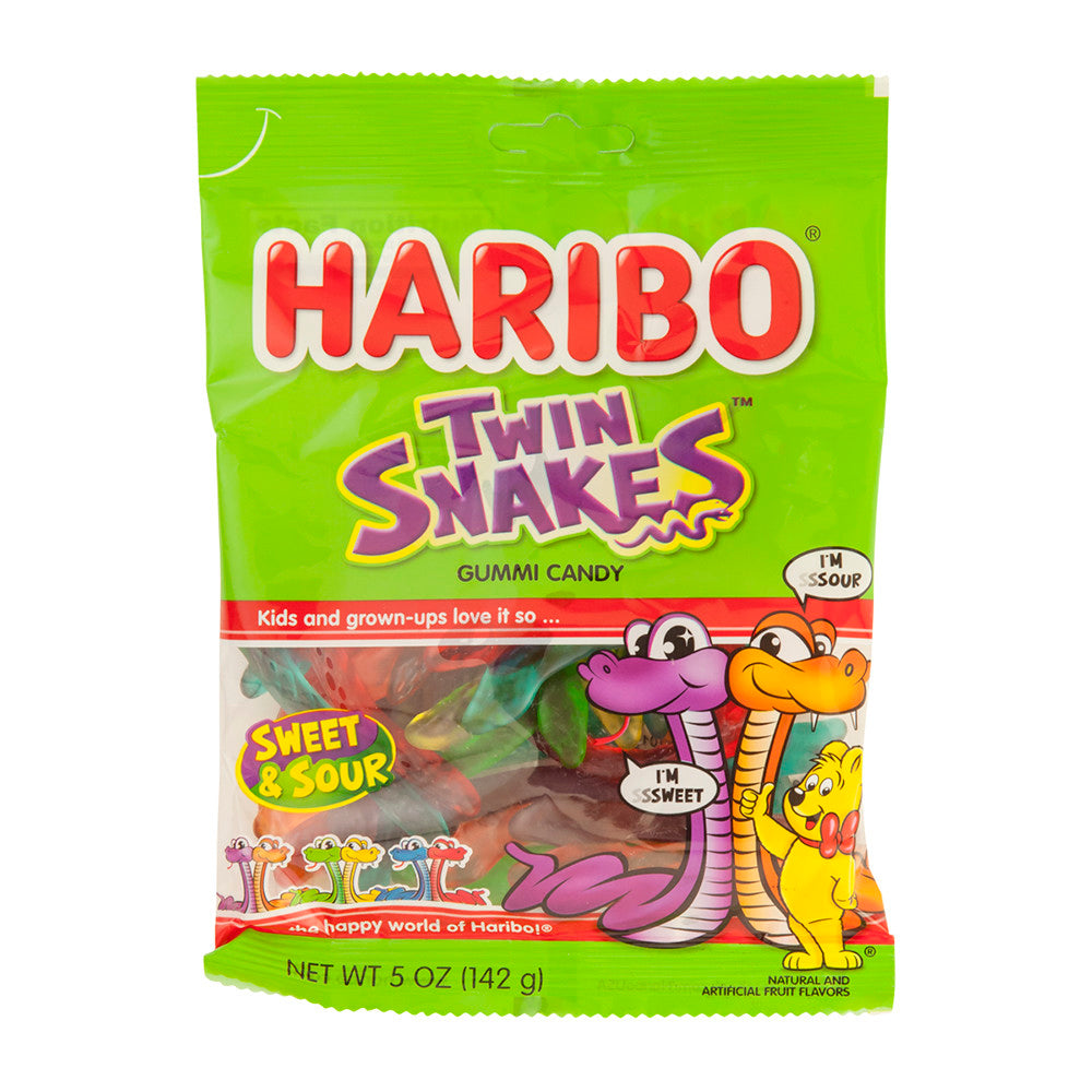 Wholesale Haribo Twin Snakes Gummi Candy 5 Oz Peg Bag- Bulk