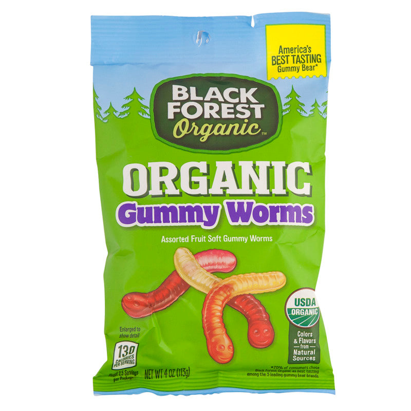 Wholesale Black Forest Organic Gummy Worms 4 Oz Peg Bag Bulk