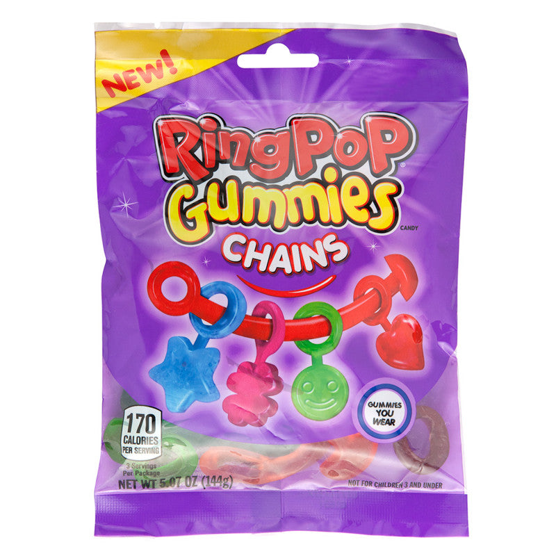 Wholesale Ring Pop Gummies Chains 5 Oz Peg Bag Bulk