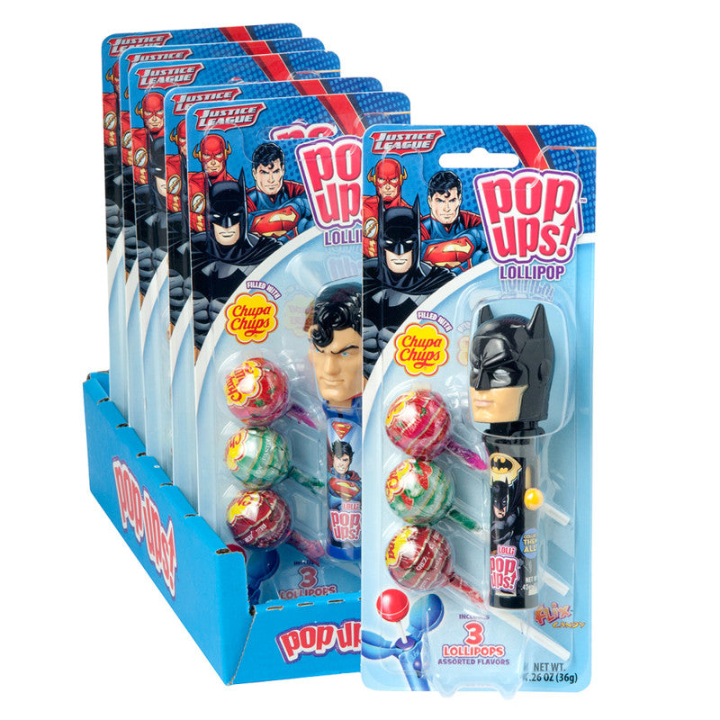 Wholesale Pop Ups Justice League Lollipop 1.26 Oz Blister Pack Bulk