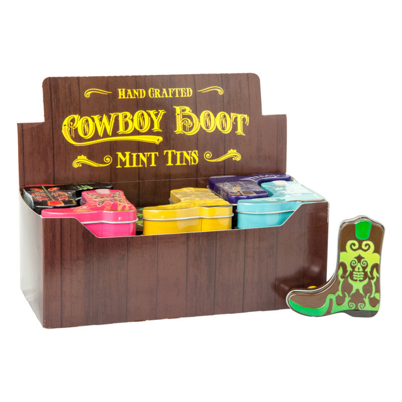 Wholesale Cowboy Boot Assorted Mints Tin Bulk