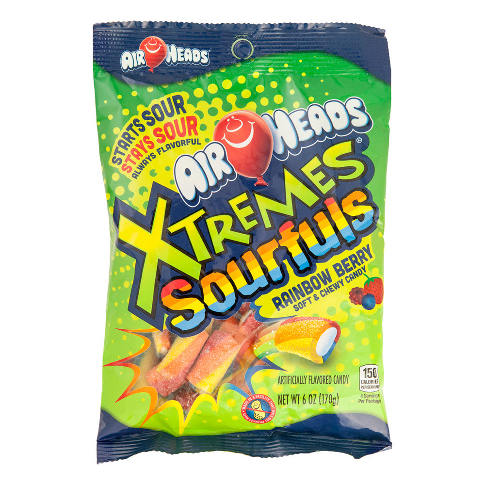 Airheads Xtremes Sourfuls Rainbow Berry Bites 6 Oz Peg Bag