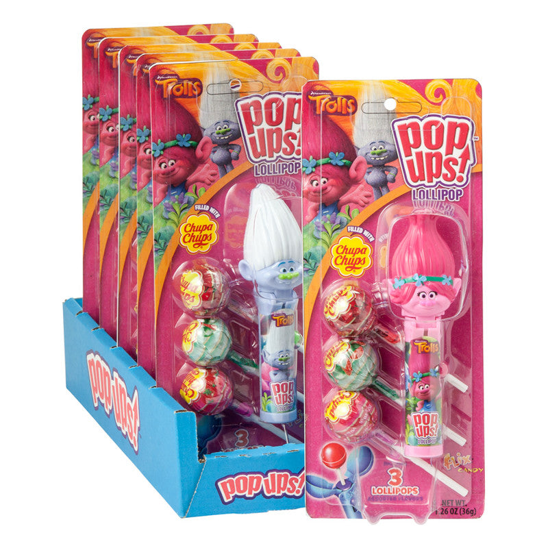 Wholesale Pop Ups Trolls Lollipop 1.26 Oz Blister Pack Bulk