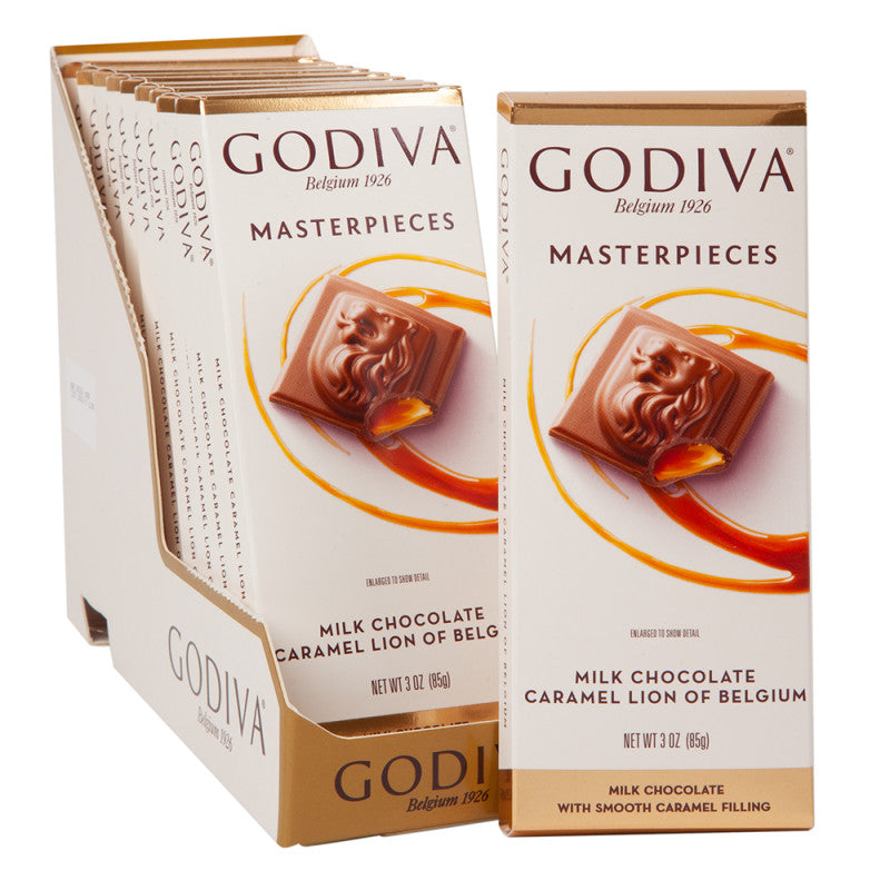 Wholesale Godiva Masterpieces Milk Chocolate Caramel Lion 3 Oz Tablet Bar Bulk