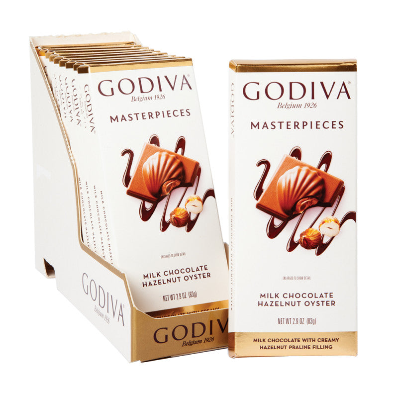 Wholesale Godiva Masterpieces Milk Chocolate Hazelnut Oyster 2.9 Oz Tablet Bar Bulk