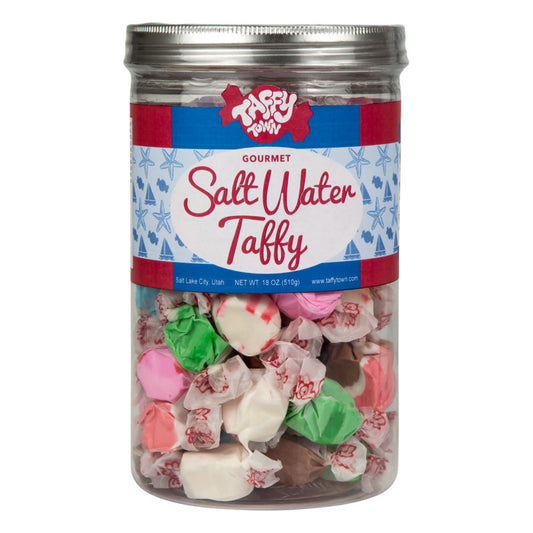 Wholesale Taffy Town Assorted Salt Water Taffy 18 Oz Canister- Bulk