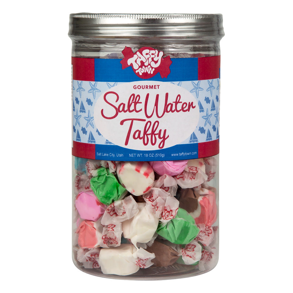 Wholesale Taffy Town Assorted Salt Water Taffy 18 Oz Canister- Bulk