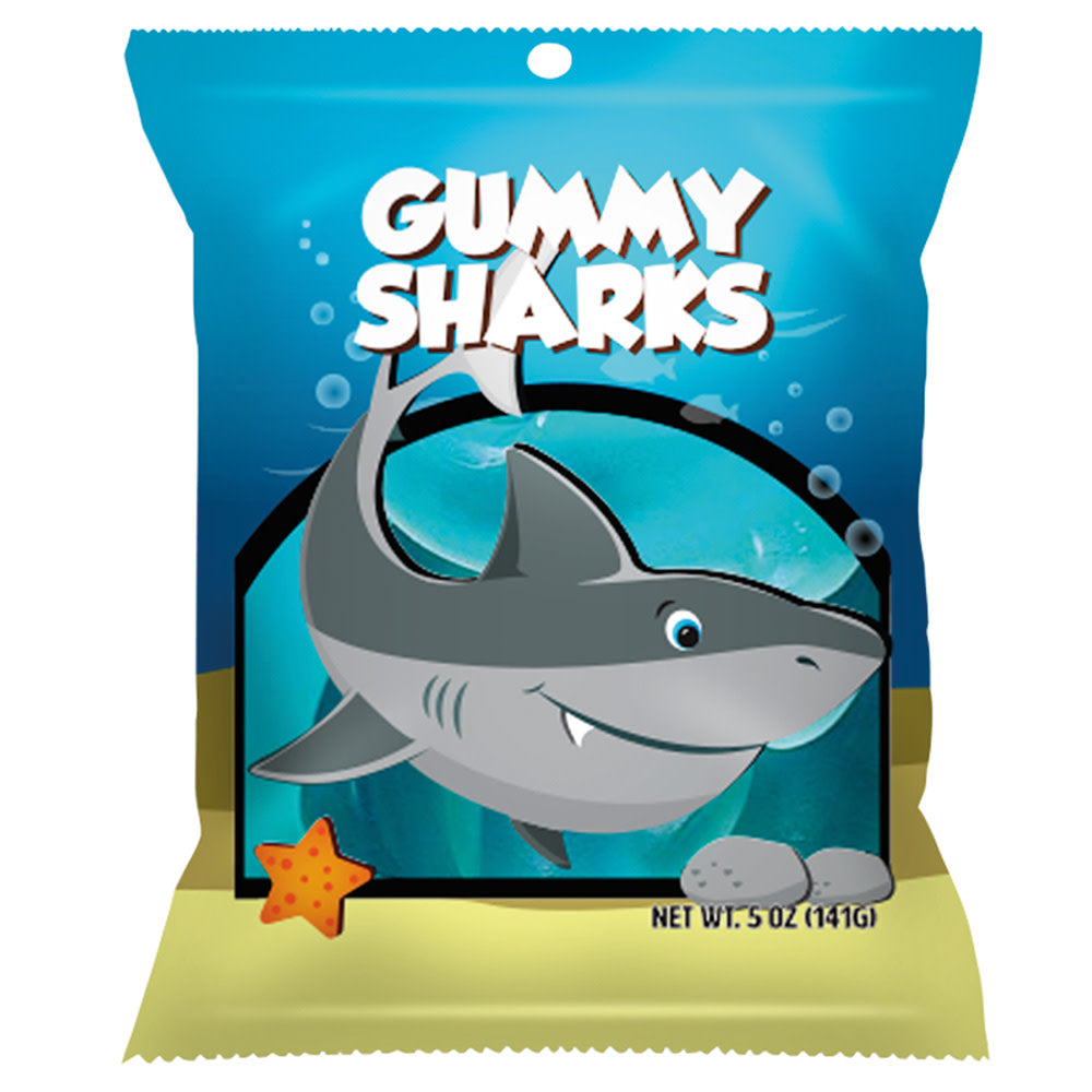 Wholesale Amusemints Gummy Sharks 5 Oz Peg Bag- Bulk