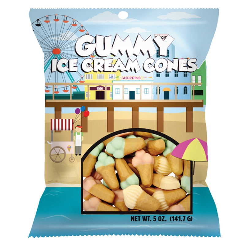 Wholesale Amusemints Gummy Ice Cream Cones 5 Oz Peg Bag Bulk