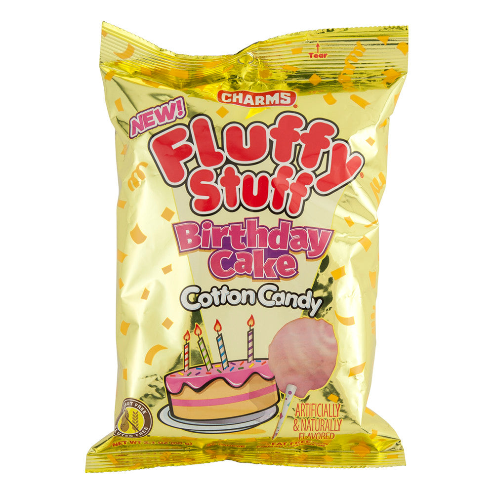Fluffy Stuff Birthday Cake Cotton Candy 2.1 Oz Bag