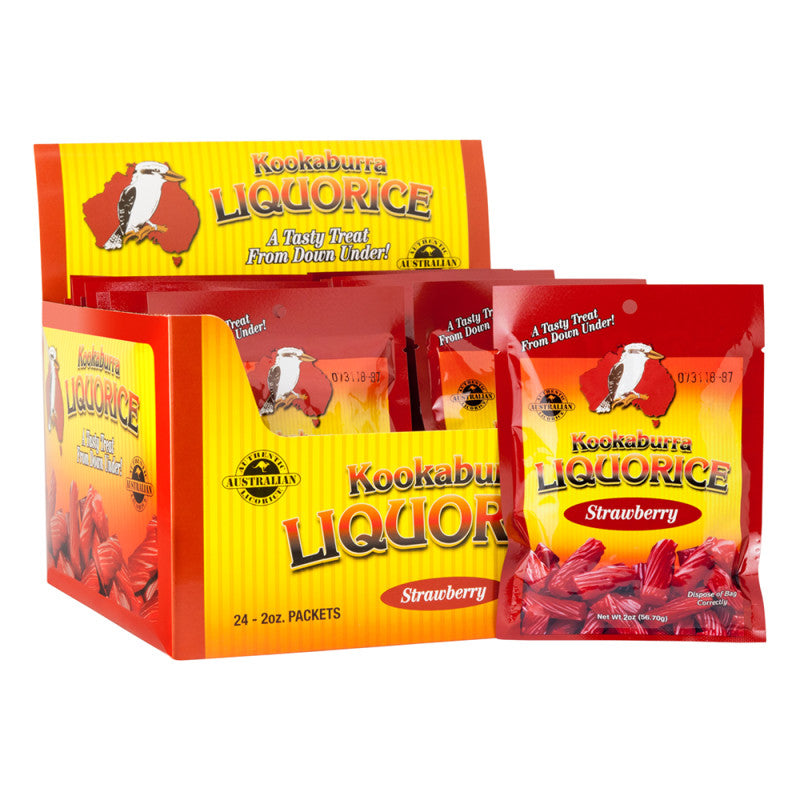Wholesale Kookaburra Strawberry Liquorice 2 Oz Peg Bag Bulk