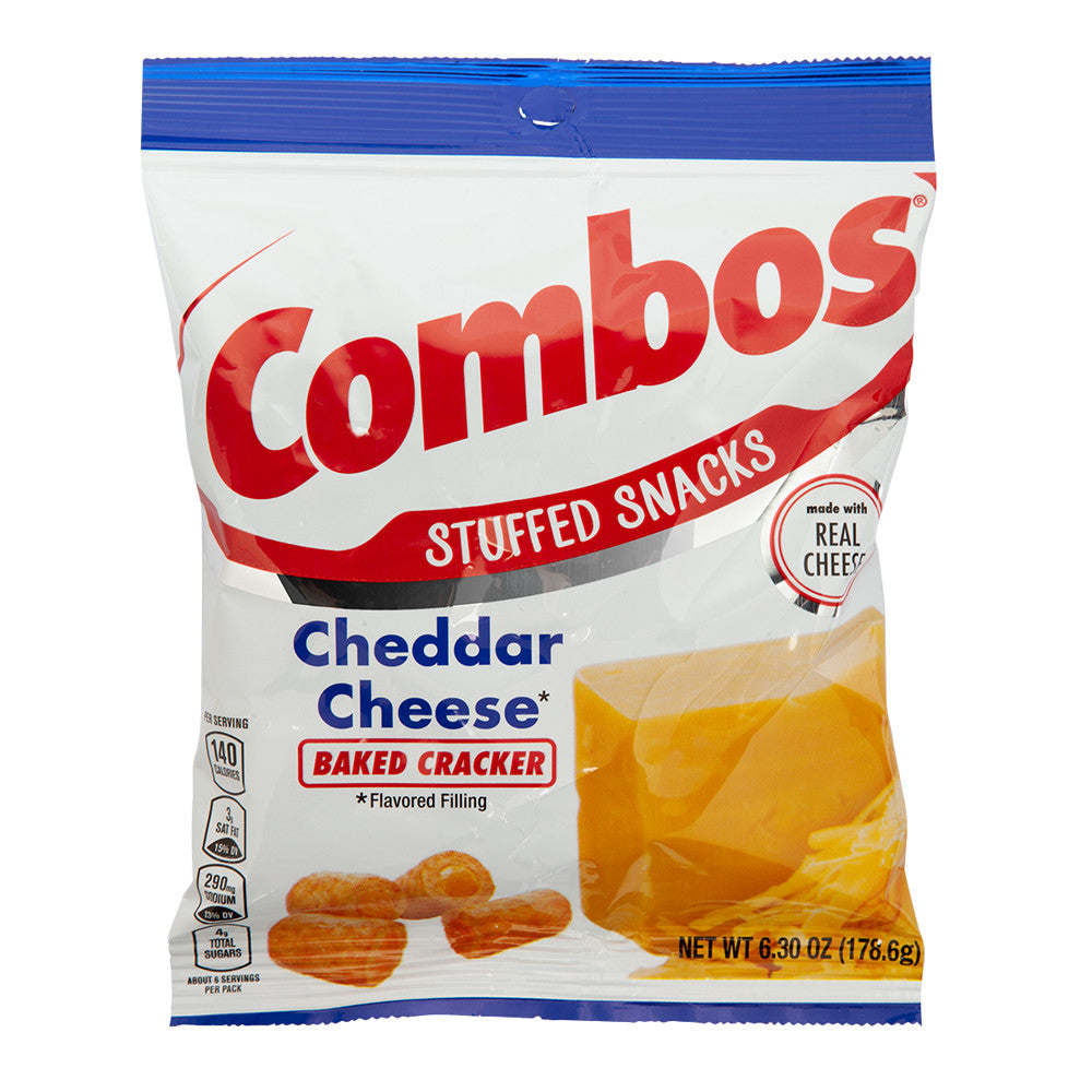 Combos Cheddar Cheese Baked Cracker 6.3 Oz Peg Bag