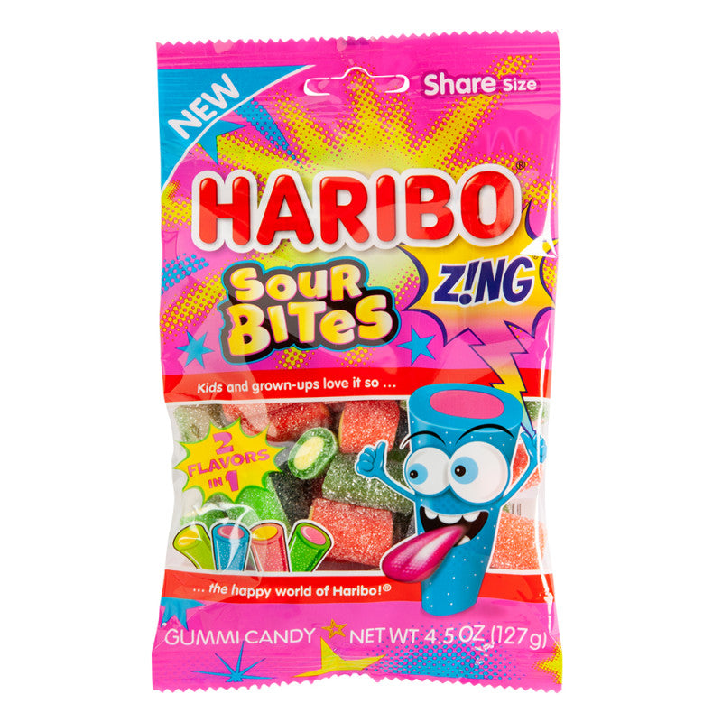 Wholesale Haribo Zing Sour Bites 4.5 Oz Peg Bag Bulk