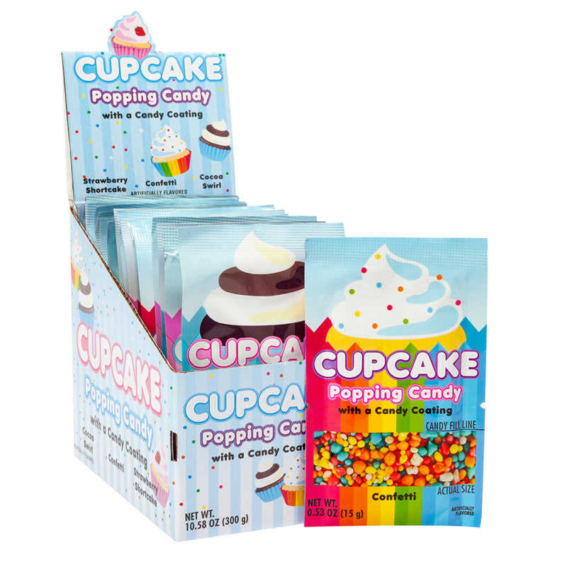 Wholesale Koko's Cupcake Popping Candy With Candy Coating 3 Assorted Flavors 0.53 Oz Bulk