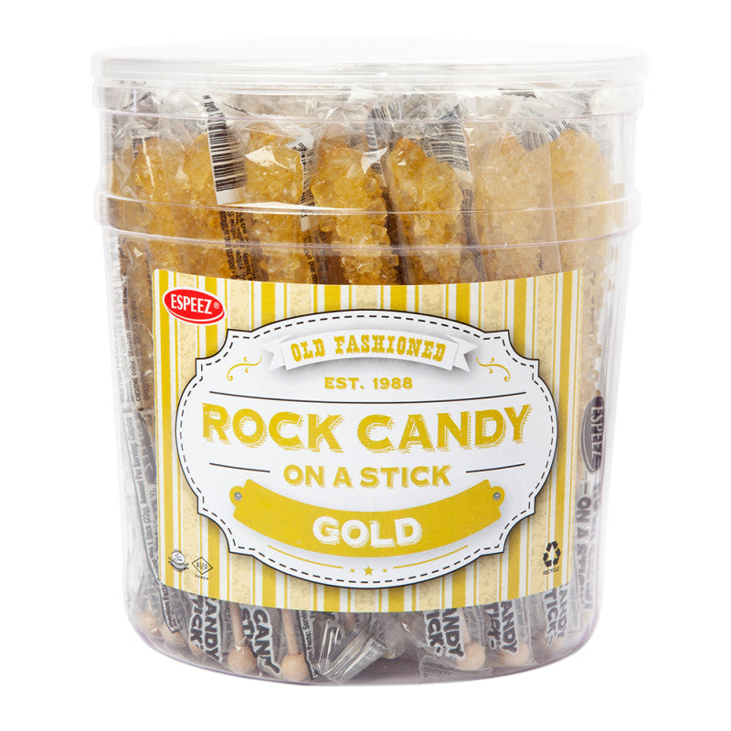 Wholesale Espeez Rock Candy On A Stick Gold Tub 0.8 Oz Bulk