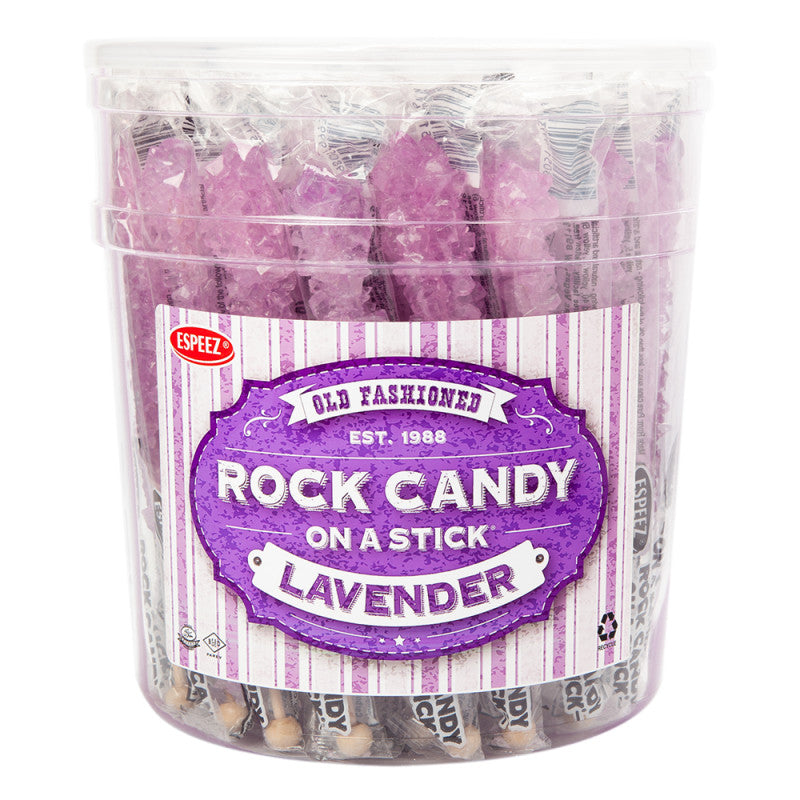 Wholesale Espeez Rock Candy Tutti Frutti Lavender Sticks Tub 0.8 Oz Bulk