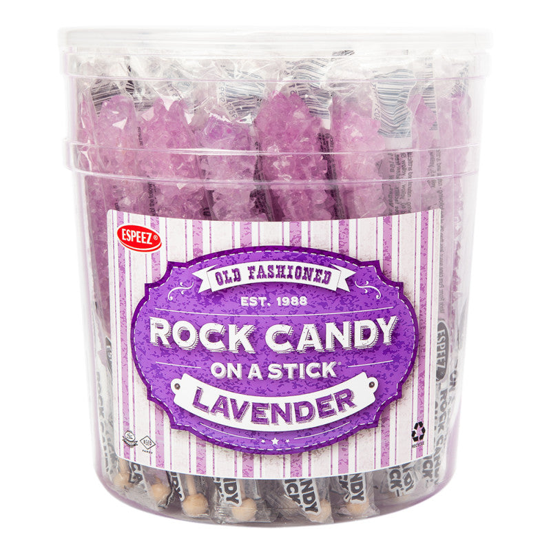 Wholesale Espeez Rock Candy Tutti Frutti Lavender Sticks Tub 0.8 Oz- Bulk