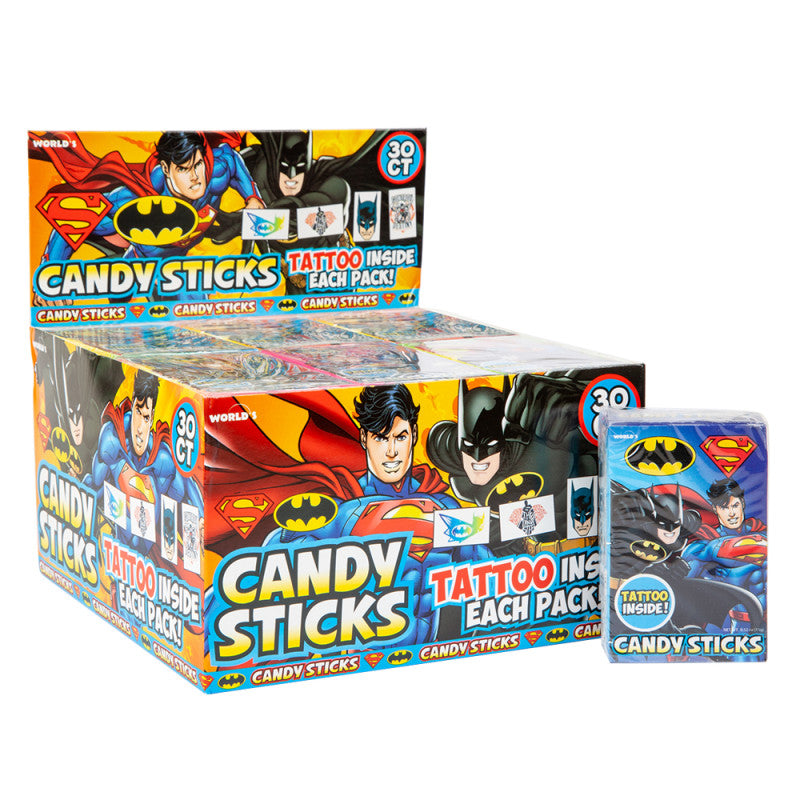 Wholesale Batman & Superman Tattoo Candy Sticks Bulk